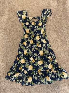 Old Navy Navy Floral Ruffle Dress